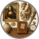 Art Collectibles including paintings, sculptures, and historical items in codes.
