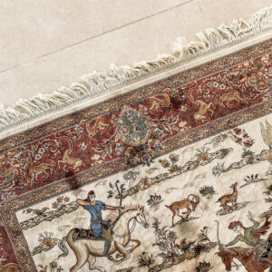 Handwoven Iranian Carpet with intricate patterns and vibrant colors, ideal for luxury home decor and international trade.